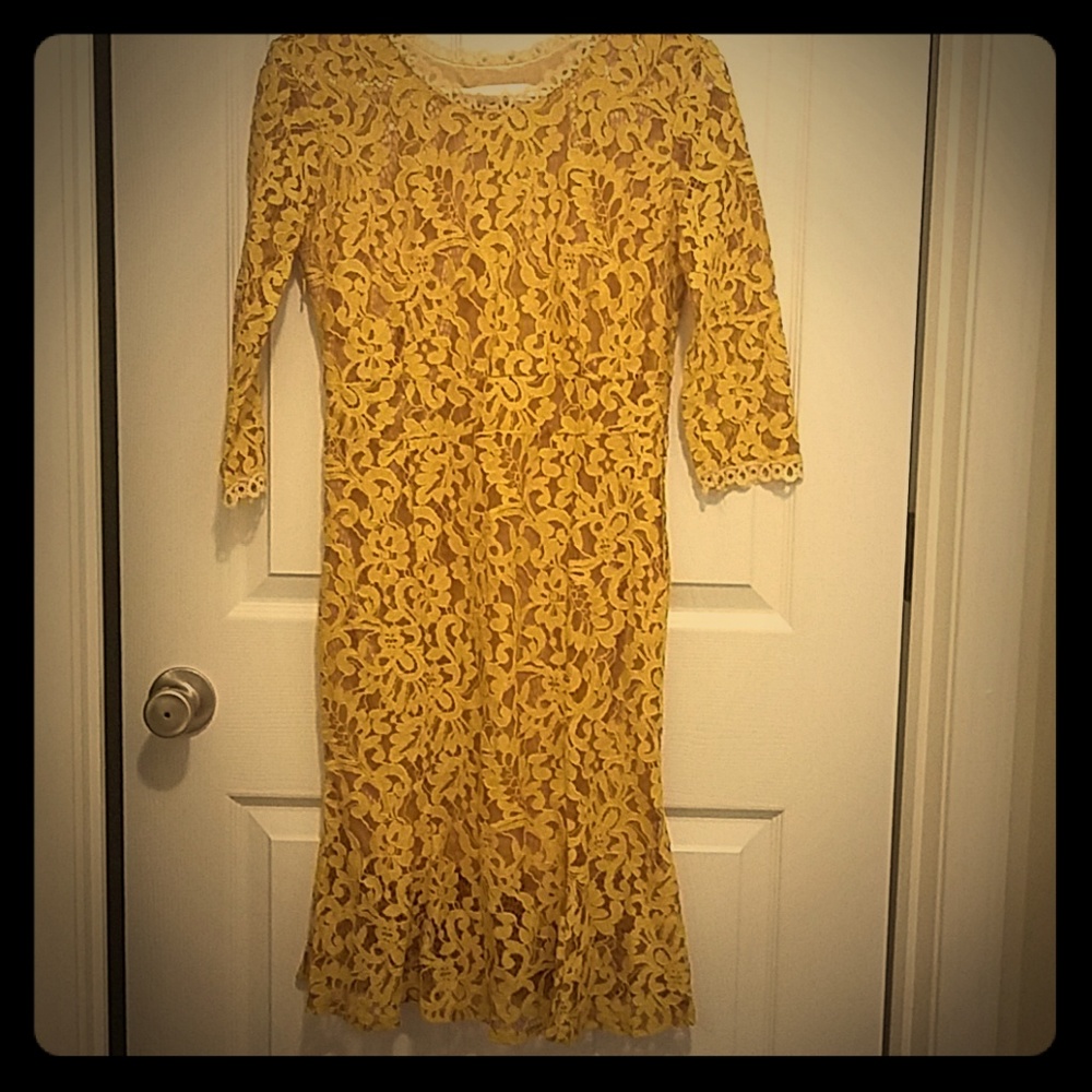 Gold Lace Dress with silk lining